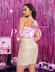 Nikcorp Ženska mini krilca s flitrami béž boje, bodycon kroj, dvojvrstvena podstava, party i večernja svečanost, za Silvestro i klub, veličina XL