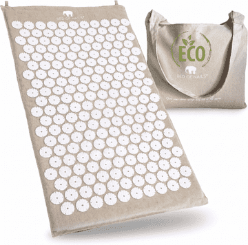 Nikcorp Ekološka akupresurna podloga BED OF NAILS ECO iz organskega lana 8820 trnov Beige, kokosovo polnilo, 74 x 42 x 2 cm, masaža za hrbet, stres, migrene