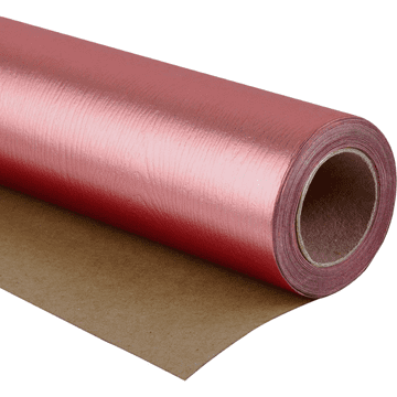 Nikcorp Darilni papir za zavijanje Ekološki metalik rdeč, 76 cm x 5 m, rola premium papir z zaščitno termoknčno folijo, eleganten papir za darila, poroke rojstni dnevi prazniki DIY dekoracija