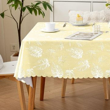 Nikcorp Riklau prt na mizo vodoodporen praljen pravokoten PVC poliestrski lotos učinek rumen 140 x 220 cm zaščita pred madeži
