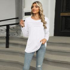 Nikcorp Ženska bluza BUNSLOOM Majica oversize tunika dolgi balončki rokavi nabrinkani spredaj okrogel izrez elegantna bela