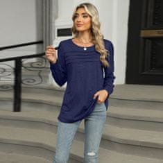 Nikcorp Ženska bluza BUNSLOOM tunika oversize dolgi rokavi nabrani spredaj elegantno prekriva mornarsko modra S