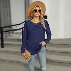 Nikcorp Ženska bluza BUNSLOOM tunika oversize dolgi rokavi nabrani spredaj elegantno prekriva mornarsko modra S