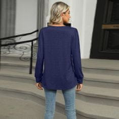 Nikcorp Ženska bluza BUNSLOOM tunika oversize dolgi rokavi nabrani spredaj elegantno prekriva mornarsko modra S