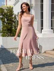 Nikcorp koktajlna obleka ženska Elegantna halter izrez srce A kroj tea length roza asimetrični razporek z volančki L midi večerna poroka ples zmenek