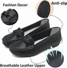 Nikcorp Ženske nazúvacie mokasíny loafer v čiernej farbe, EU 38, elegantné prepletenie, okrúhla špička, plochý blokový podpätok, priedušný zvršok, nízke topánky, jar leto jeseň
