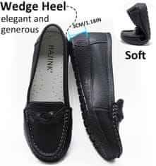 Nikcorp Ženske nazúvacie mokasíny loafer v čiernej farbe, EU 38, elegantné prepletenie, okrúhla špička, plochý blokový podpätok, priedušný zvršok, nízke topánky, jar leto jeseň