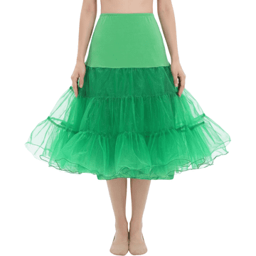 Nikcorp Žensko krilo iz tila Petticoat kan-kan volánčki Leto 50 vintage elegancija, zeleno, velikost L, do kolen, razširjen kroj, več plasti tila, elastičen pas 79-100 cm, podloženo antielektrostatično