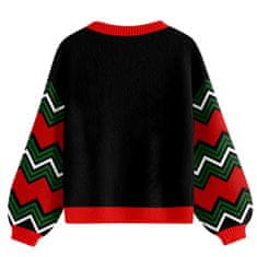 Nikcorp Ženski božični pulover pletený jelenový motiv snežinke viskozni dvoslojni material ojačani šivi Crew Neck dolg rokav rdeča L