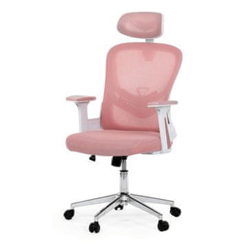 Autronic Pisarniški stol Office chair, pink mesh, white plastic, casters for hard floors, 2D armrests (KA-K2031 PINK)