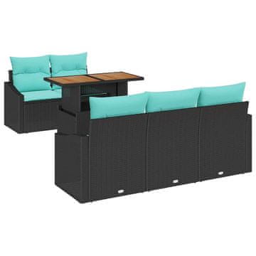 Vidaxl Komplet za jedilnico v vrtu z blazino 6 szt. Črna in Teal