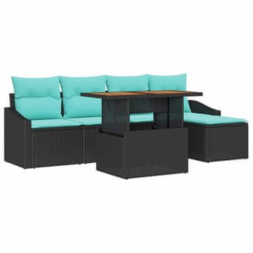 Vidaxl Komplet za jedilnico v vrtu z blazino 6 szt. Črna in Teal