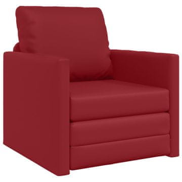 Vidaxl Sofa postelja 60cm Vinorodna rdeča Umetno usnje