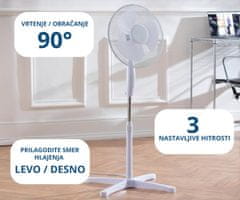 Platinet PSF1616 ventilator, 16" (41cm), 40 W, samostoječ, bel