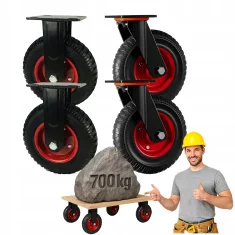 shumee 4x transportna kolesa za voziček 200 mm 2x vrtljiva 2x fiksna 700 kg močna guma