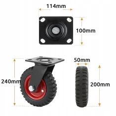 shumee 4x transportna kolesa za voziček 200 mm 2x vrtljiva 2x fiksna 700 kg močna guma