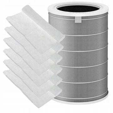 Rosfix Zestaw Xiaomi Air Purifier | Szary Filtr HEPA 360° z chipem RFID + 6x Bawełna Ochronna G4 | Do 2 / 2S / 2C / 2H / 3H / 3C / Pro / MAX