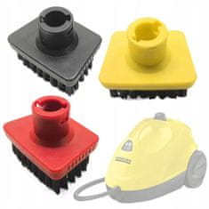 Rosfix Zestaw 3 szczotek kwadratowych do Karcher SC1-SC5 | Czarne włosie | Kolorowe końcówki | Do fug, armatury, płytek | Zamiennik