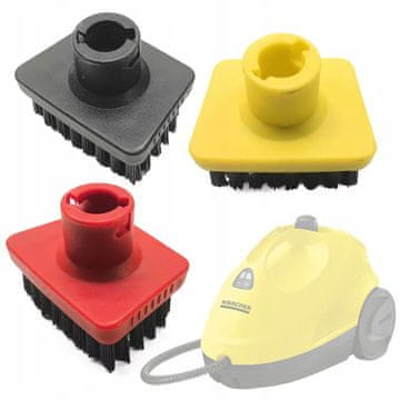 Rosfix Zestaw 3 szczotek kwadratowych do Karcher SC1-SC5 | Czarne włosie | Kolorowe końcówki | Do fug, armatury, płytek | Zamiennik