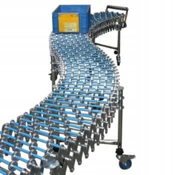 Rosfix FlexRoller Pro 60 | Przenośnik rolkowy pantograficzny 2,1 m | Szerokość 60 cm | Modułowy, elastyczny, rozciągany | Do magazynu, produkcji, logistyki