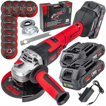 RED TECHNIC Komplet 21V 125mm akumulatorski kotni brusilnik M14 2x2Ah