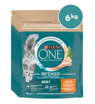 Purina ONE briketi za odrasle mačke z okusom piščanca, 8x750g