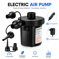 HOME & MARKER® Električna zračna tlačilka za napihljive postelje in bazene, 12V avto adapter | ELECTRICPUMP
