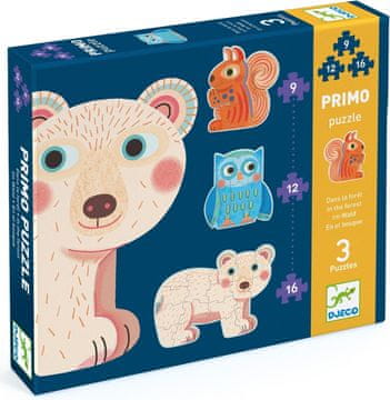 Djeco Puzzle V gozdu 3v1 (9,12,16 kosov)
