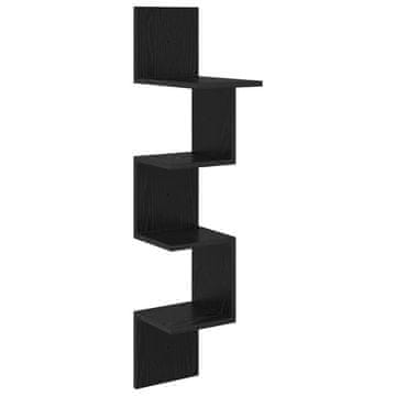 Vidaxl Stenska polica Montaža za steno Črna 32 x 21 x 107 cm