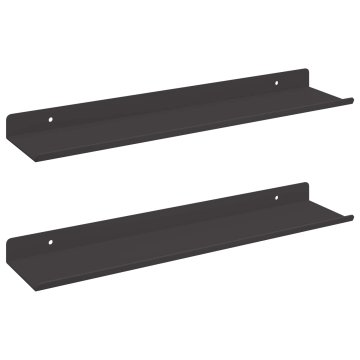 Vidaxl Ležeča polica 2 kos Črna 40 x 9 x 2,5 cm Jeklo