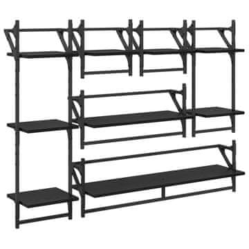 Vidaxl Komplet stenskih polic 6 szt. Črna Orehovina 100 x 25 x 30 cm
