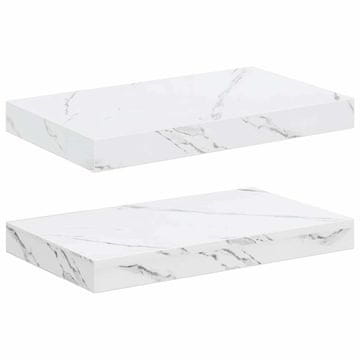 Vidaxl Stenska polica 2 kos Beli marmor 40 x 23,5 x 3,8 cm
