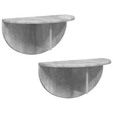 Vidaxl Stenska polica 2 szt. Betonsko siva 48 x 24 x 24 cm
