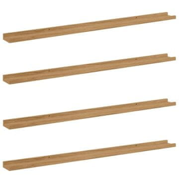 Vidaxl Stenska polica 4 kos Rjava 115 x 9 x 3 cm Inženirski les