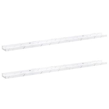 Vidaxl Stenska polica 2 szt. Beli marmor 115 x 9 x 3 cm Konstruiran les