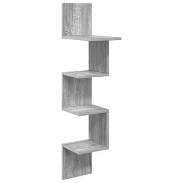 Vidaxl Stenska polica Montaža za steno Siva 32 x 21 x 107 cm