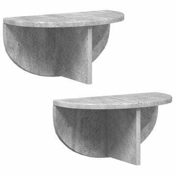 Vidaxl Stenska polica 2 szt. Betonsko siva 38 x 19 x 19 cm