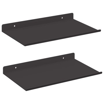 Vidaxl Ležeča polica 2 kos Črna 30 x 18 x 2,5 cm Jeklo