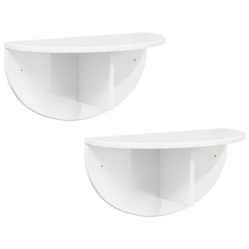 Vidaxl Stenska polica 2 szt. Visok sijaj bela 48 x 24 x 24 cm