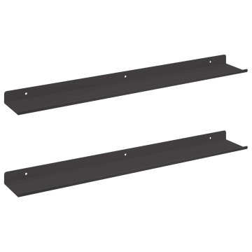 Vidaxl Ležeča polica 2 kos Črna 60 x 9 x 2,5 cm Jeklo