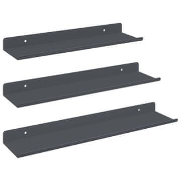 Vidaxl Ležeča polica 3 szt. Antracit 40 x 9 x 2,5 cm Jeklo