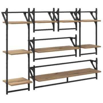 Vidaxl Komplet stenskih polic 6 szt. Umetni hrast 100 x 25 x 30 cm