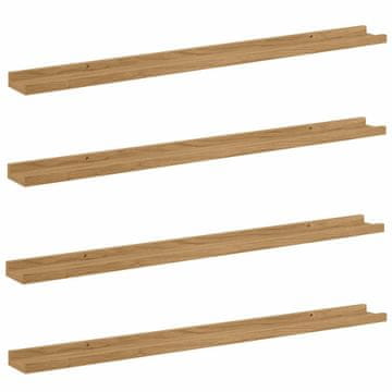 Vidaxl Stenska polica 4 kos Rjava 100 x 9 x 3 cm Inženirski les