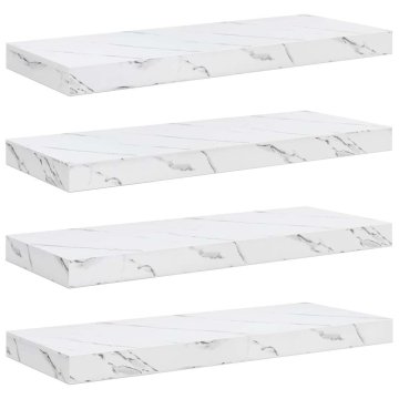 Vidaxl Stenska polica 4 szt. Beli marmor 60 x 23 x 4 cm Konstruiran les