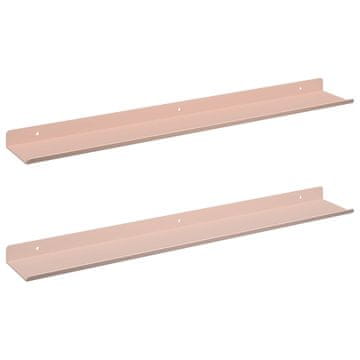 Vidaxl Ležeča polica 2 szt. Roza 60 x 8,5 x 2,5 cm Jeklo