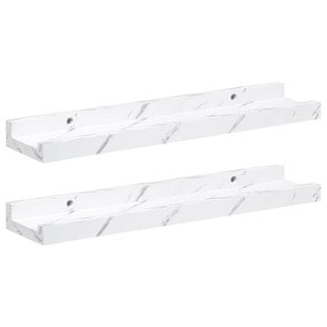 Vidaxl Stenska polica 2 szt. Beli marmor 40 x 9 x 3 cm Konstruiran les