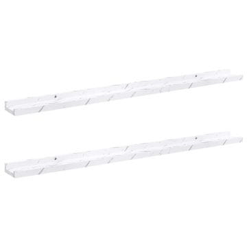 Vidaxl Stenska polica 2 szt. Beli marmor 100 x 9 x 3 cm Konstruiran les