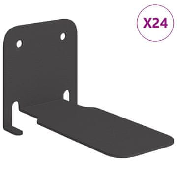 Vidaxl Ležeča polica s polico 24 szt. Črna 6 x 10,8 x 6,6 cm