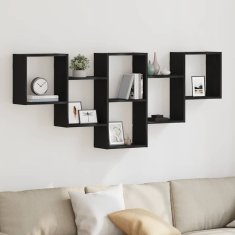 Vidaxl Stenska polica črna hrast 159x18x66 cm inženirski les