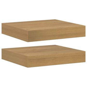 Vidaxl Stenska polica 2 kos Rjava 23 x 23,5 x 3,8 cm Inženirski les